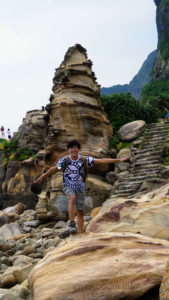 Enjoying Nanya Rock formation on our Taipei day trip